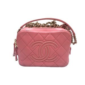CHANEL square 2WAY shoulder pink shoulder bag